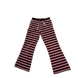 Mini Boden Girls Velour Sweatpants with Brown and Pink Stripes Size 7/8